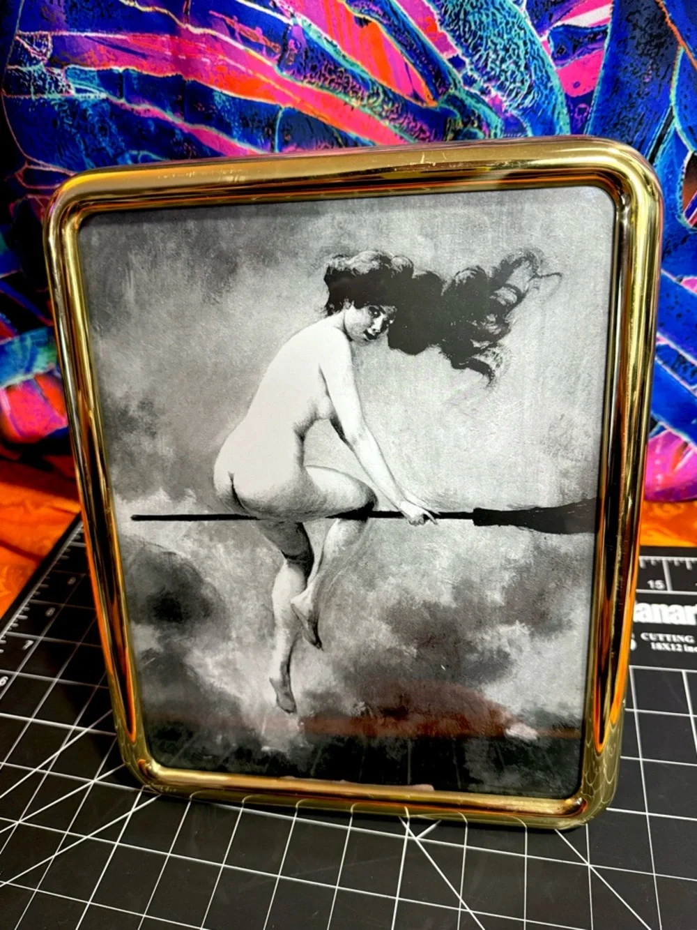 Nude Witch Flying Witch Framed Art Goddess Moon Pagan Mythology Magic